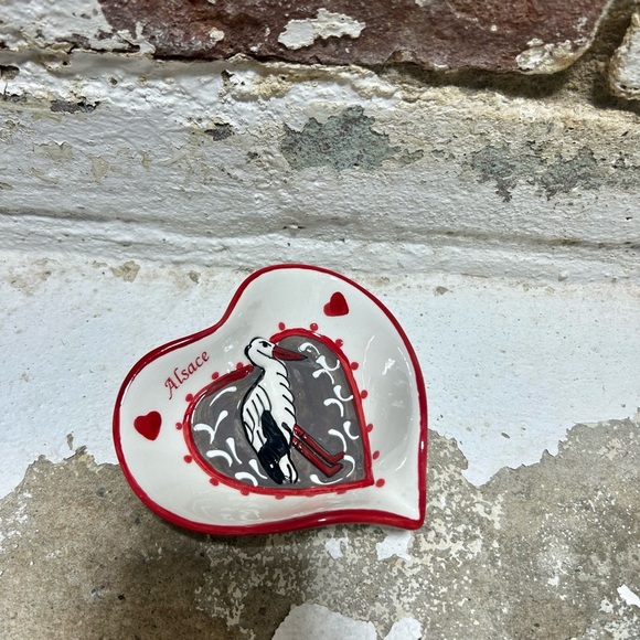 Vintage Heart Shaped Alsace France Ceramic Dish. Made in France. - Picture 4 of 5